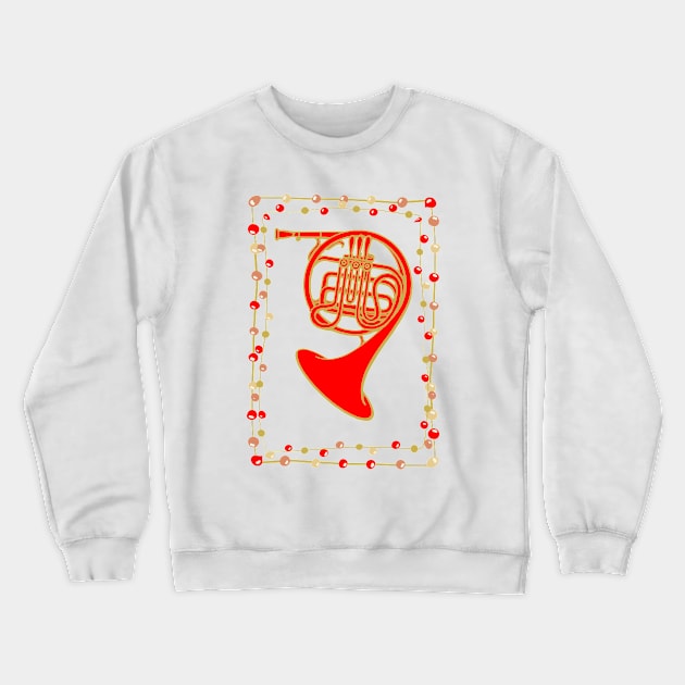 Christmas French Horn Crewneck Sweatshirt by AngelFlame